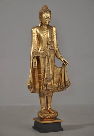 Buddha af forgyldt træ, 2000tallet