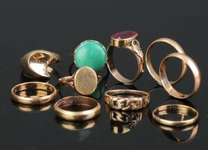 Samling ringe af guld 14 kt 9