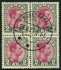 AFA 151 1925. Christian X, 2 Kroner, grårødlilla, sLUX stemplet 4-blok, BRØNDERSLEV 24.9.1927