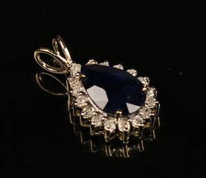 Safir- og diamantvedhæng 