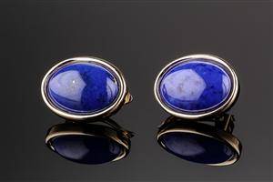 Lapis lazuli øreclips af guld 14 kt. 2