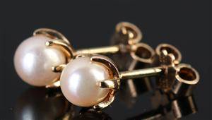 Ørestikkere, 14 kt guld med Akoya kulturperler