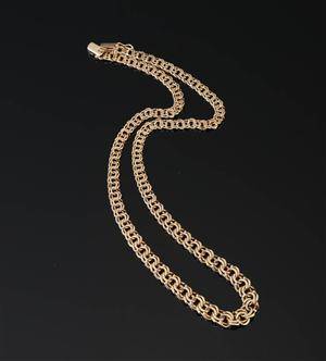 Halskæde, bismarkmønster 14 kt guld.