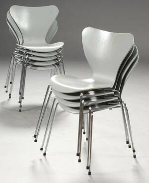 Arne Jacobsen. 7er spisestole stabelstole, model 3107 9