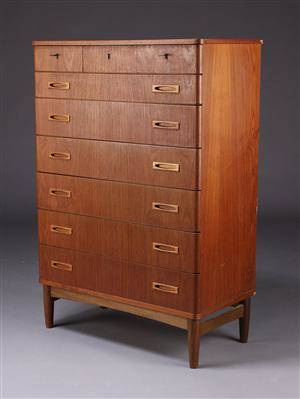 Dansk møbelproducent, kommode, teak, 10 skuffer