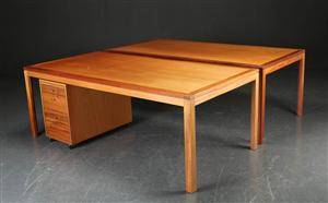 Christian Hvidt. To arbejdsborde  spiseborde, model 413, mahogni 2