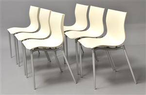 Philippe Starck. Sæt på seks stole, model Cam El Eon, hvid plast 6 