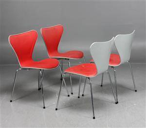 Arne Jacobsen, stolar 3107 Sjuan, 4 st