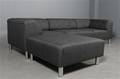 Modulsofa, betrukket med mørkegråt møbelstof , model knapper