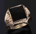 Herrering i 18 kt. guld med onyx