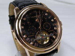 Calvaneo 1583 99 - Modell Black Evidence 439 Roségold Diamanten,  Automatik Komplikation - Herrenarmbanduhr