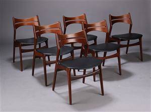 Erik Buch. Spisestole, teaktræ, nybetrukket 6