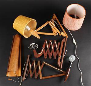 Sakselamper og væglamper, teaktræ og mørk træ 4