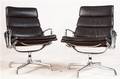 Charles  Ray Eames, 2 Bürostühle  Sessel EA 216 mit dunkelbraunem Softpad für Herman Miller 2