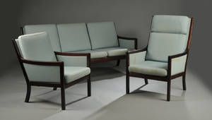 Ole Wanscher 1903-1985. Sofa samt to hvilestole af mahogni. 3