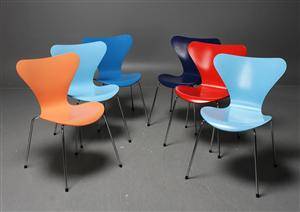 Arne Jacobsen, stolar 3107 Sjuan, 6 st 