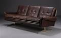 Dansk møbelproducent. Tre-pers. shakersofa, brunt skind