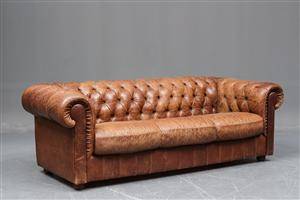 Chesterfield sofa brunt læder