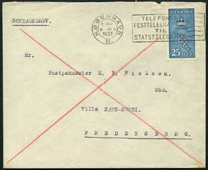 AFA 180 1929. Kræftmærke. 25 Øre, blå 