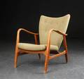 Lænestol, bøg og uld, 1950erne, dansk møbeldesign