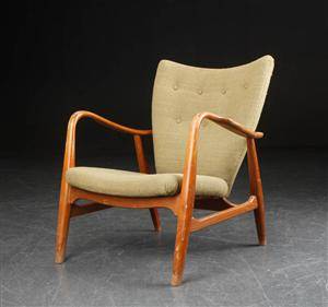 Lænestol, bøg og uld, 1950erne, dansk møbeldesign