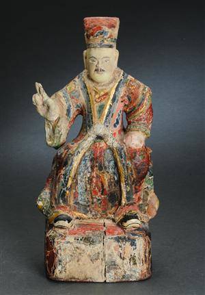 Kinesisk figur af bemalet træ, 1800-tallets slutning