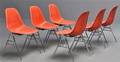 Charles Eames. Skalstole, model DSX  stabelstel. Orange glasfiber 6  