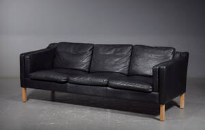 3-pers.sofa med læder  bøg