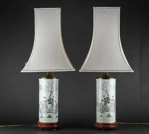 Par kinesiske bordlamper, porcelæn 2