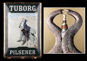 To emaljeskilte, Carlsberg samt Tuborg 2