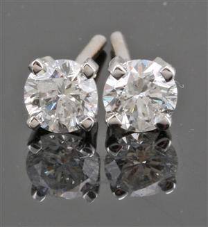 Earrings in 14k set with brilliant cut diamonds 0.50ct  This lot has been put up for resale under the new lot no. 3647059