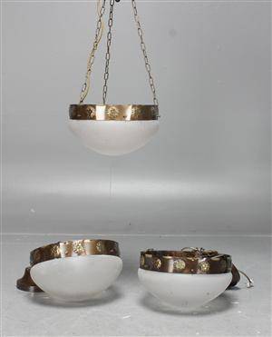 Taklampor, Jugend stil, glas samt mässing 3