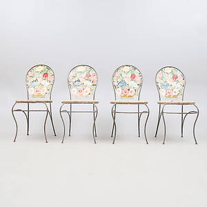 STOLAR 4 st, järn, målad dekor, 1900-tal.