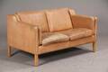 Stouby to pers. sofa, cognacfarvet læder.