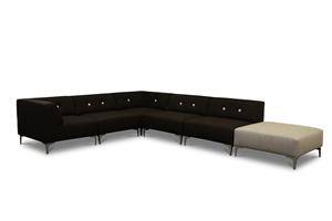 Morten Voss. THE SOFA FIFTYONE. Modulsofa med udskiftelige knapper. Midnight Black med Cool Grey knapper i Hallingdal uld.
