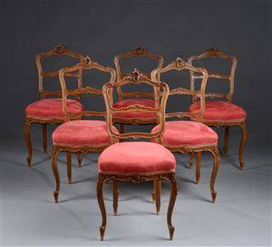 Seks nyrokoko spisestole 6