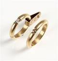 Herre samt damering, 14 kt. med brillant 0,06 ct. 2