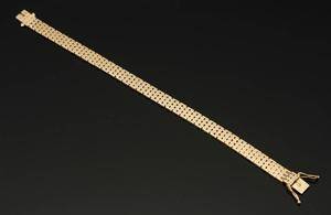 Armbånd. Murstensmønster. 14 kt guld.
