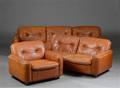 Stol, to samt tre-pers. sofa betrukket med vandbøffel læder 3