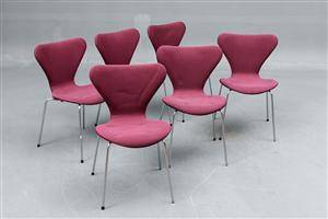 Arne Jacobsen sæt på seks Syveren stole model 3107. 6