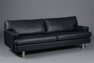 Tre-pers. sofa, sort læder
