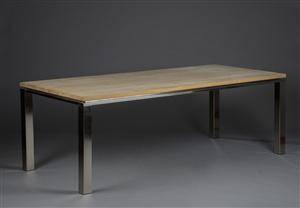 Spisebord, eg og forkromet metal