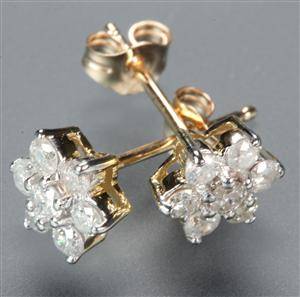 Par diamant ørestikker, ca. 0.49 ct. 2
