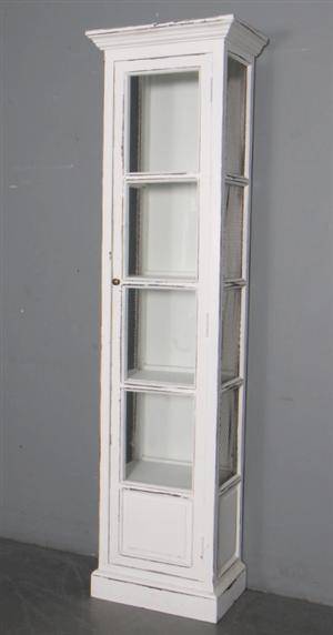 Vitrineskab, hvid antikbemaling