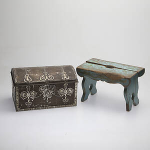 PLÅTASK och TRÄPALL, 18- och 1900-tal.