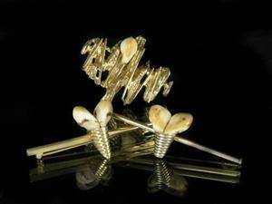 Broschen in Gold mit Grandeln - Konvolut 3