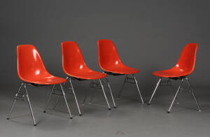 Charles Eames, skalstole, orange, glasfiber 4
