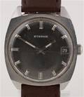 Eterna Watch Co. Vintage herreur i stål med sølvgrå skive med dato, 1970 erne
