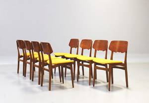 Dansk Møbelproducent. Sæt på otte stole i teak og eg 8