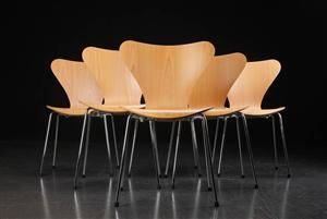 Arne Jacobsen. Seks Syver stole, bøgetræ 6